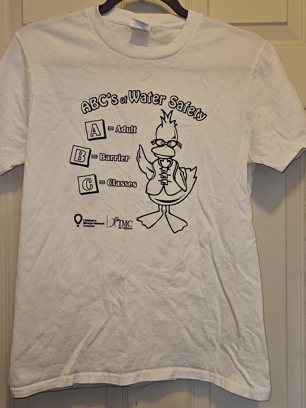 Port and Company White Kids Short Sleeve Tee with Water Safety Duck Graphic